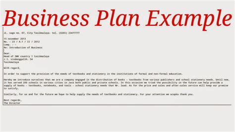 business plan  samples business letters