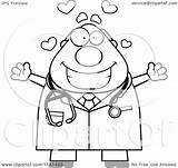 Chubby Hug Veterinarian Wanting Doctor Male Happy Clipart Cartoon Outlined Coloring Vector Cory Thoman sketch template