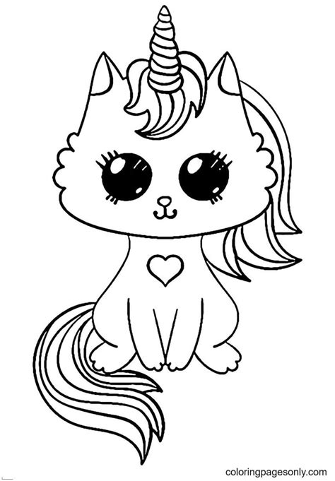 unicorn kitty cat coloring page  printable coloring pages