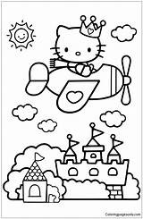 Kitty Hello Pages Coloring Plane Airplane Color Colouring Coloringpagesonly Drawing Kids Books Movie Cute Lego Ninjago 공부 색칠 Book Print sketch template