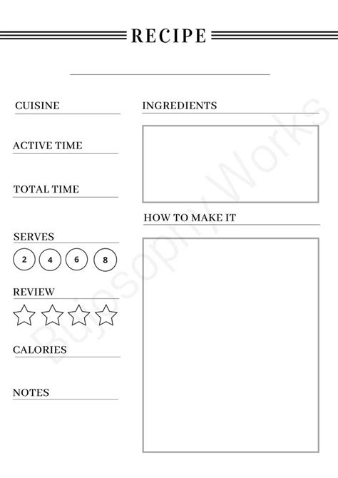 printable recipe template blank recipe sheet recipe binder etsy