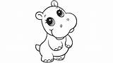 Coloring Pages Baby Hippopotamus Hippo Printable Cute Hippos Clipart Animal Color Colour Kids Clip Zoo Sheets Animals Cliparts Template sketch template