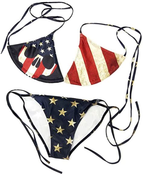 Growing Wild Sexy American Flag Bikini For Women Patriotic Red Size A
