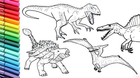 drawing  coloring dinosaurs big collection jurassic park dinosaurs