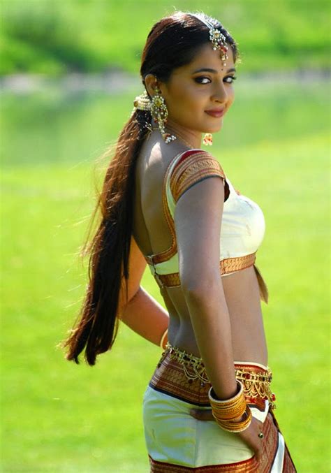 anushka shetty hot in backless blouse photos and navel show hd stills panel currey