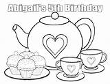 Party Tea Coloring Pages Boston Birthday Pajama 5th Printable Getcolorings Favor Personalized Etsy Col Template sketch template