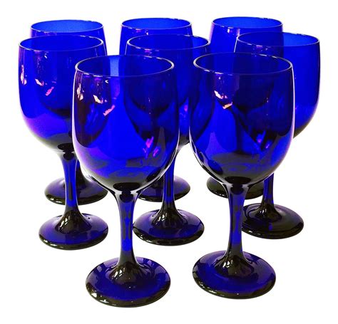 vintage cobalt blue wine glasses set   chairish