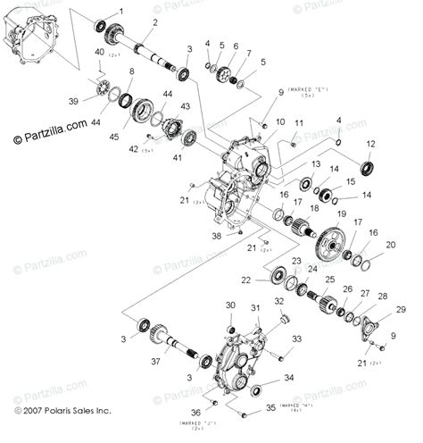 polaris side  side  oem parts diagram  gearcase main internal components