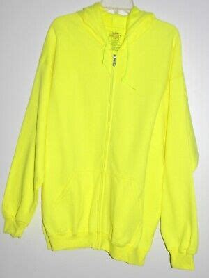 gildan smart basics hoodie high  safety green full zip  pockets sz xl nwo ebay