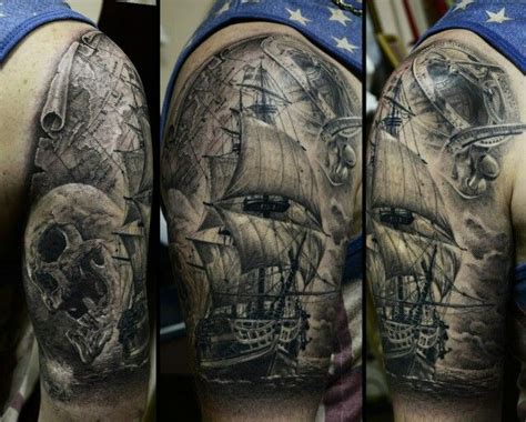 realistic ships tattoo ship tattoo tattoos pirate tattoo