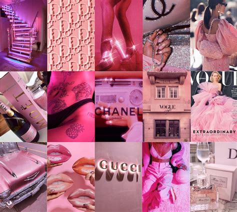 boujee pink aesthetic wall collage kit estetica rosa dorm etsy