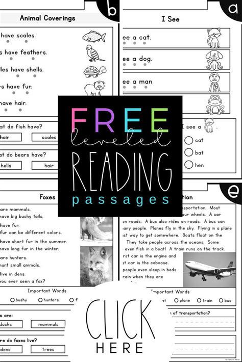 leveled reading passages kindergarten  grade reading