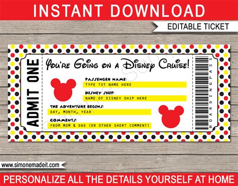 disney cruise printable ticket printable world holiday