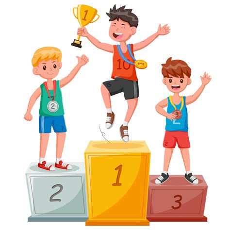 ranking winner kids standing   winning podium holding