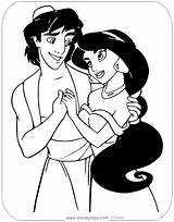 Aladdin Jasmine Coloring Pages Disneyclips Holding Hands sketch template