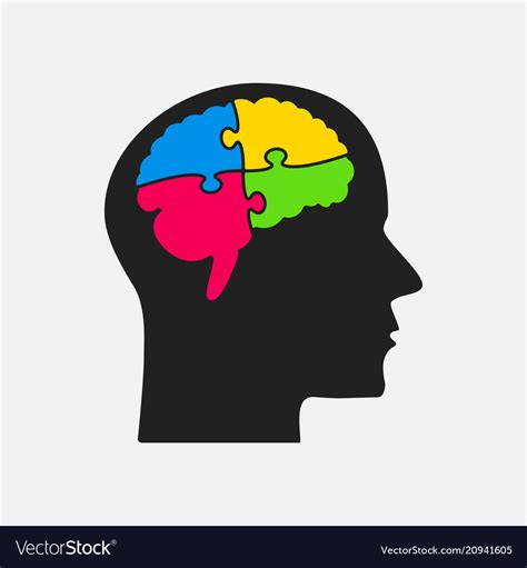 puzzle piece head  brain jigsaw brain puzzle vector image