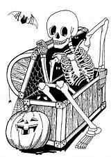 Squelette Coloriages Coffre Enfants Miedo Vache Drawing Esqueleto sketch template
