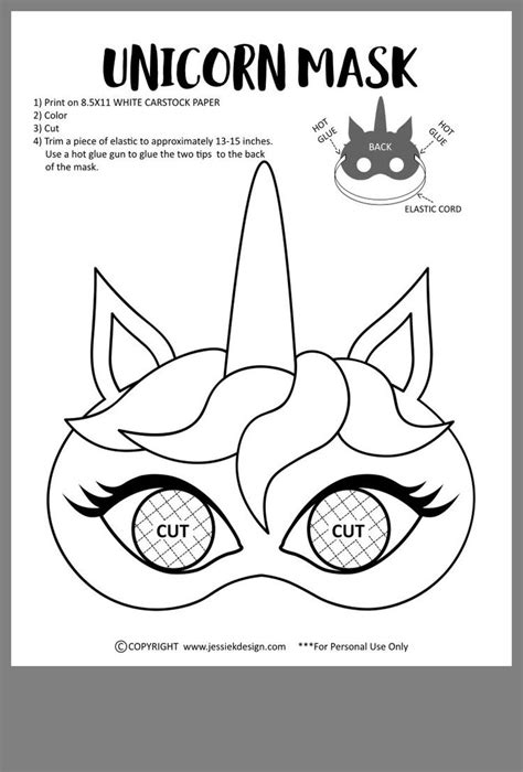click   post  diy  printable unicorn mask templates