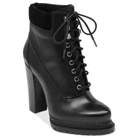 lyst bcbgeneration martins high heel combat booties  black