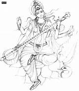 Saraswati Devi 4to40 Puja sketch template