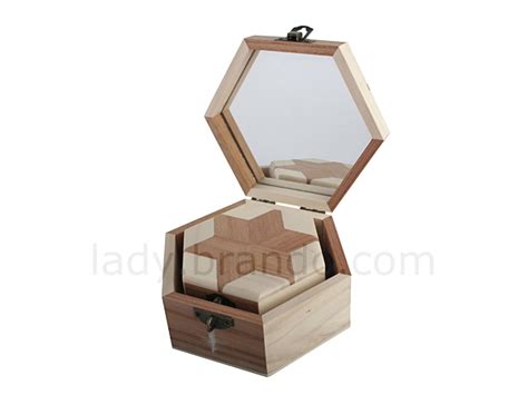 hexagon shaped wooden jewel boxes