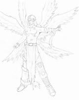 Angemon Digimon sketch template