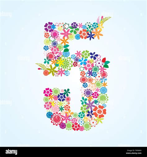 vector colorful floral  number design isolated  white background floral number  vector