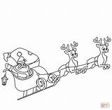 Santa Claus Coloring Sleigh His Riding Pages Printable Christmas Drawing sketch template