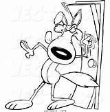 Door Knocking Clipart Knock Cartoon Man Wolf Coloring Clipground Outline sketch template