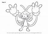 Ambipom Pokemon Step Draw Drawing Tutorials sketch template