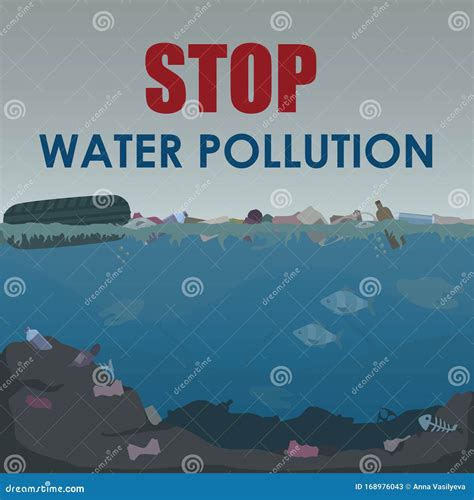 Stop Water Pollution Poster Stock Vector Illustration Different