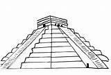 Aztec Pyramid Coloring Mayan Giza Piramide Maia Clipground Summum sketch template