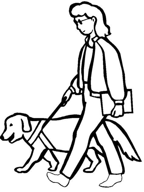 blind woman walking  dog coloring pages disabilities day