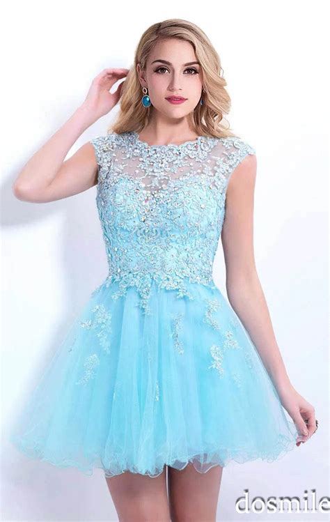 2016 New Homecoming Dresses Sweet 16 Light Blue Goegeous Appliques