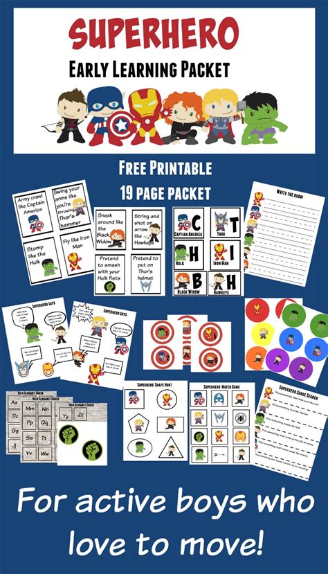 superhero printable learning packet  excellent
