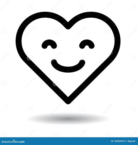 cute heart emoji black  white stock vector illustration  feeling