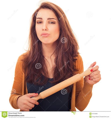 woman holds rolling pin stock image image of beautiful 31312695