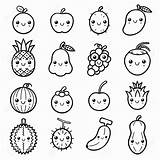 Kawaii Coloring Pages Para Colorear Dibujos Comida Pintar Cute Dibujo Imagenes Pequeños Frutas Desde Guardado sketch template