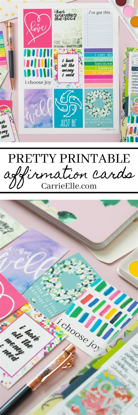 pretty printable affirmation cards carrie elle