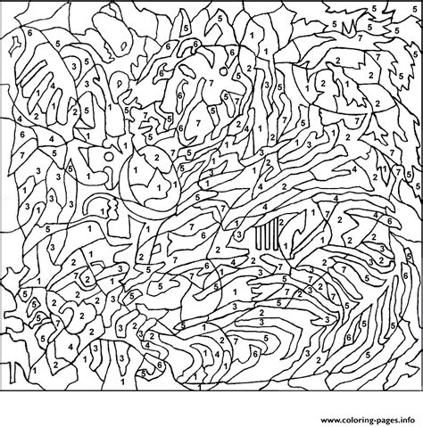 color  numbers  adults coloring page printable
