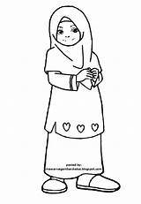Mewarnai Anak Sketsa Mengaji Muslimah Abu sketch template