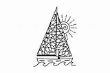 Mandala Sailboat Sea Style sketch template