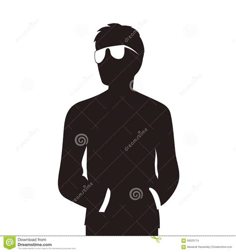 Man With Glasses Silhouette Stock Vector Illustration Of