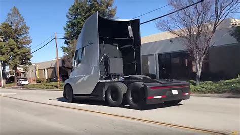 tesla semi spotted  extremely fast acceleration  public road tesla reporter