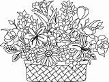 Coloring Pages Flowers Flower Printable Bouquet Getdrawings sketch template