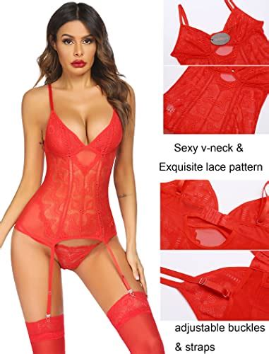 Avidlove Lingerie Set With Garter Belt Sexy Lace Teddy Chemise Gartered