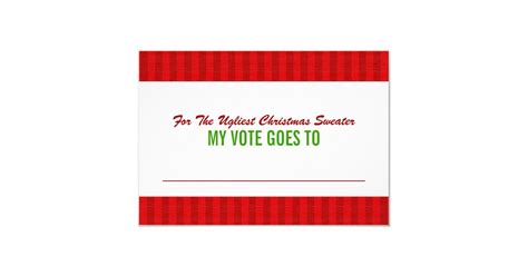ugly christmas sweater voting ballot card zazzle