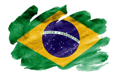 bandeira  brasil  retratada  estilo aquarela liquido isolado  branco foto premium