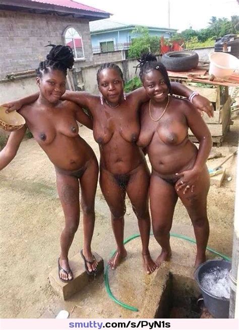 Nude Naked Black Ebony Tits Outdoor Outside Shower