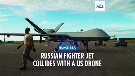breaking russian jet collides with us drone over the black sea